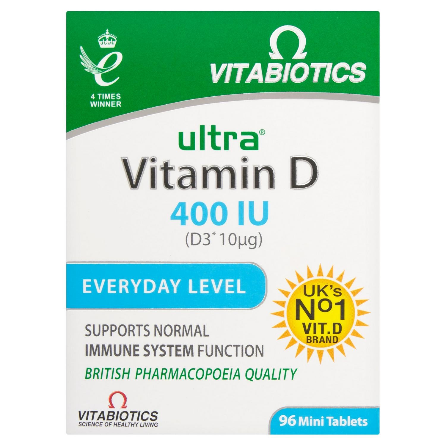 Vitabiotics Ultra Vitamin D Tablets 400 IU 96 pack (British brand)