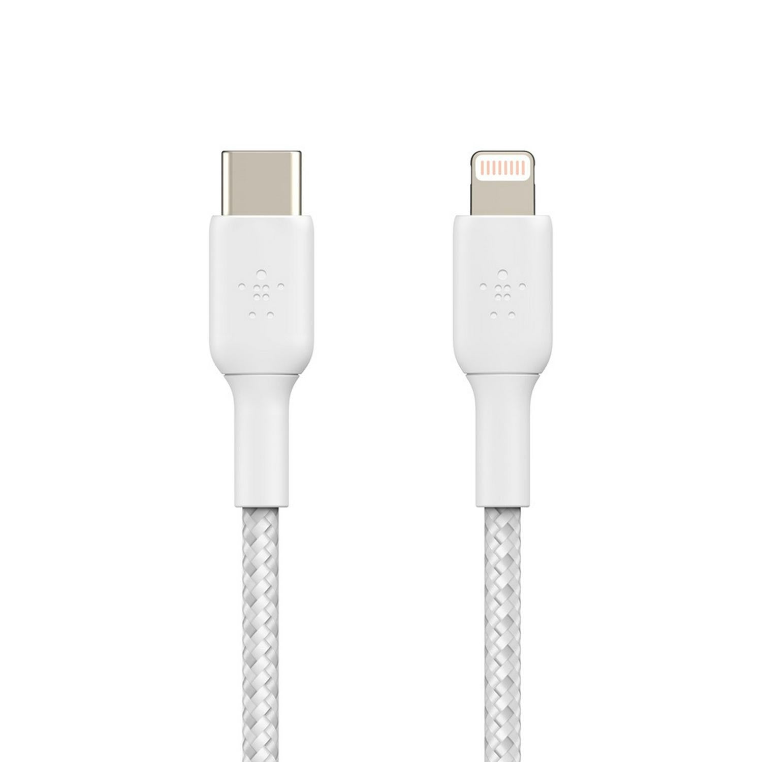 Belkin Braided USB-C to Lightning Cable White 1M - British product