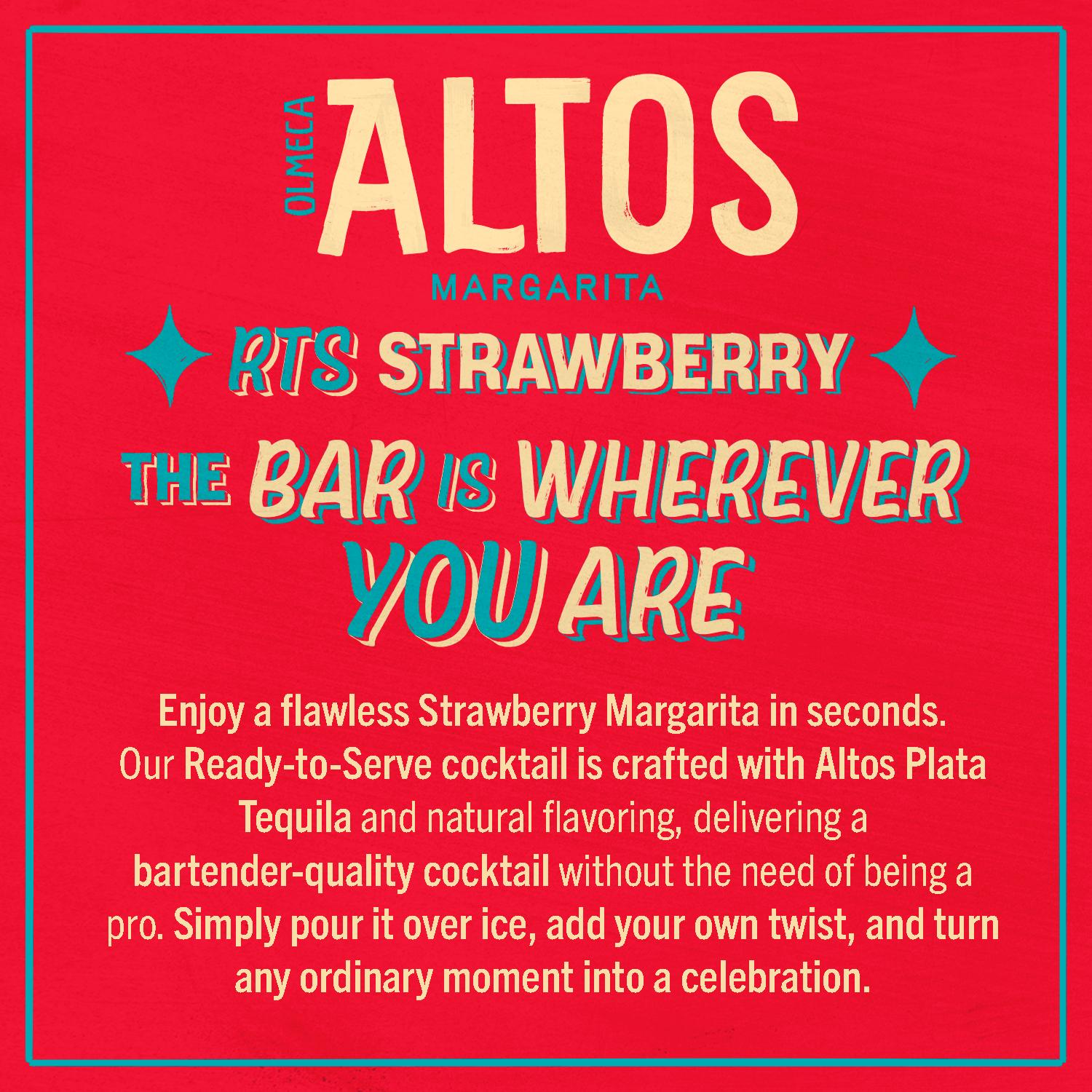 Olmeca Altos Strawberry Margarita Cocktail 75cl, imported from the UK