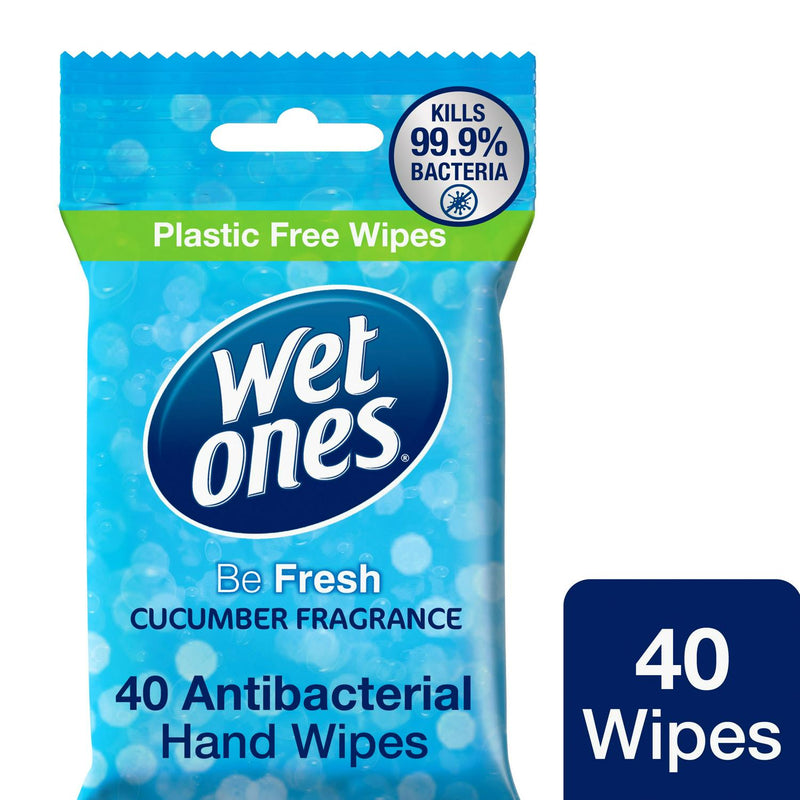 Wet Ones Cucumber Antibacterial Hand Wipes 40 Pack (British brand)