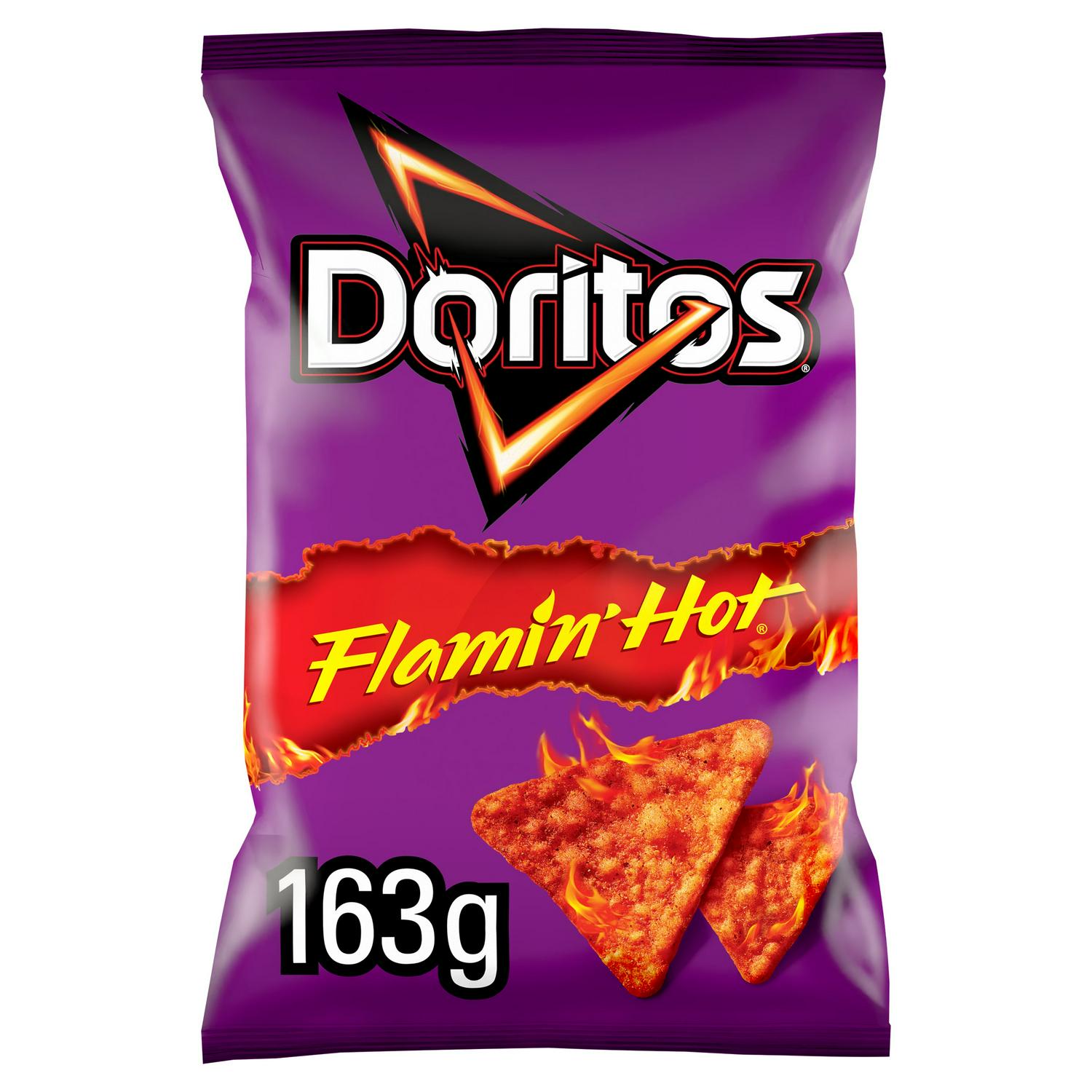 Doritos Flamin' Hot tortilla chips sharing bag 163g - British product