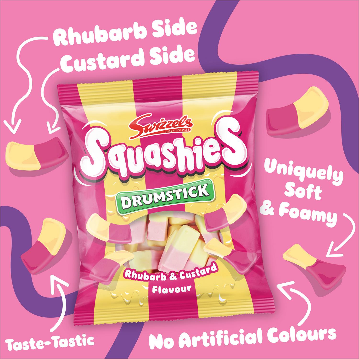 Swizzels Drumstick Squashies Rhubarb Custard 140g (British brand)