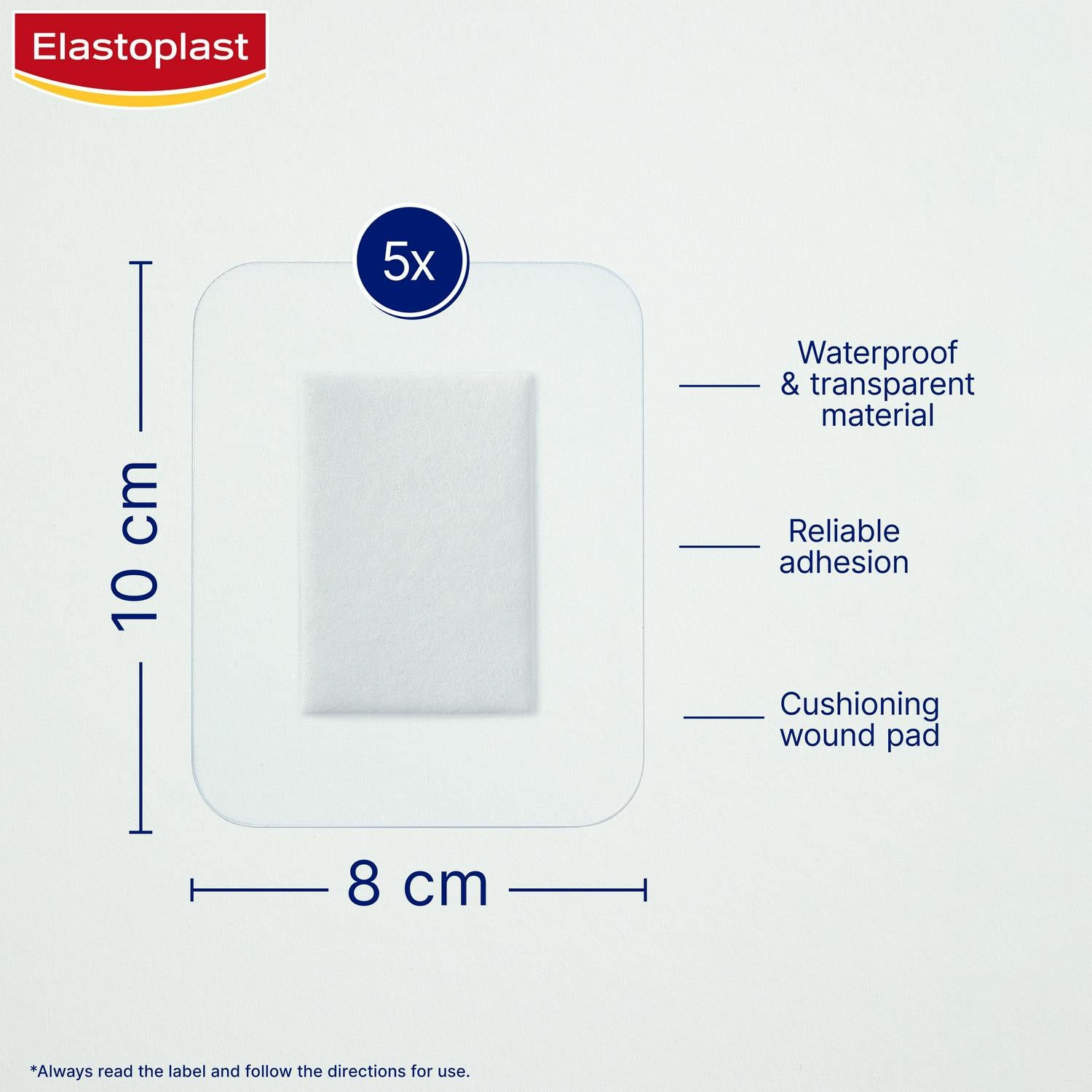 Elastoplast Antibacterial XXL Waterproof Dressings x5