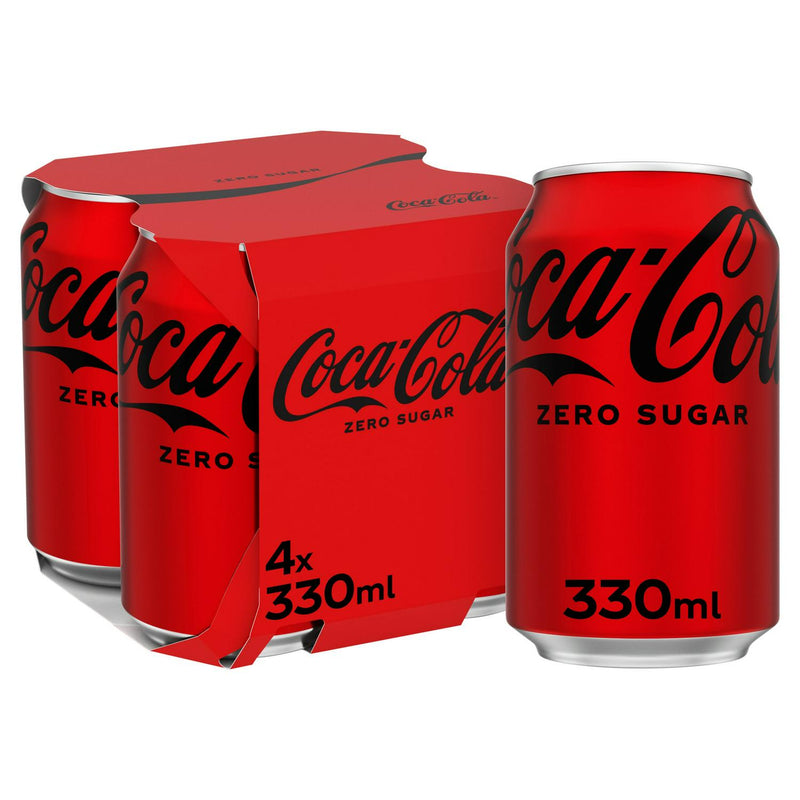 Coca-Cola Zero Sugar Cola Can 4 x 330ml - British product