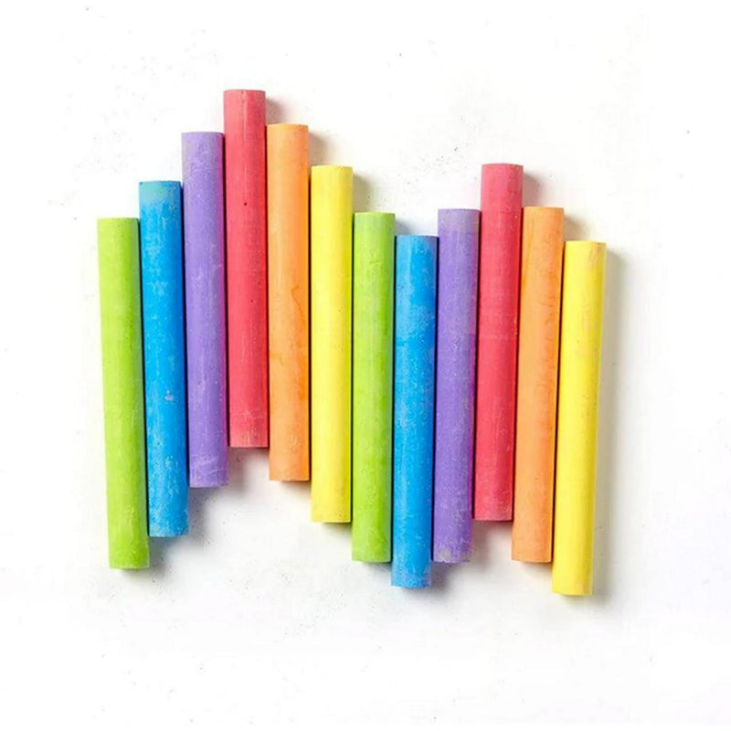 Pack of 12 Anti-Dust Coloured Chalk Sticks
