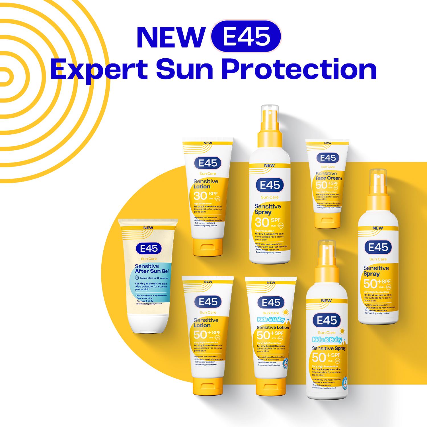 E45 Sensitive After Sun Gel 150ml, imported from the UK