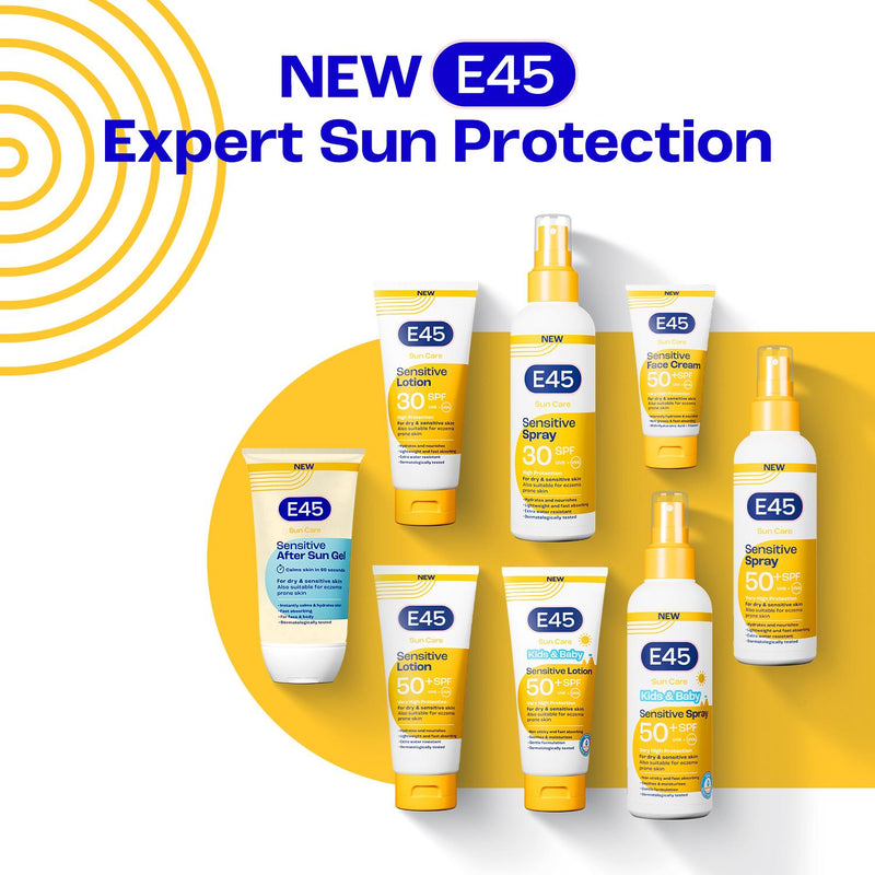 E45 Sensitive After Sun Gel 150ml, imported from the UK