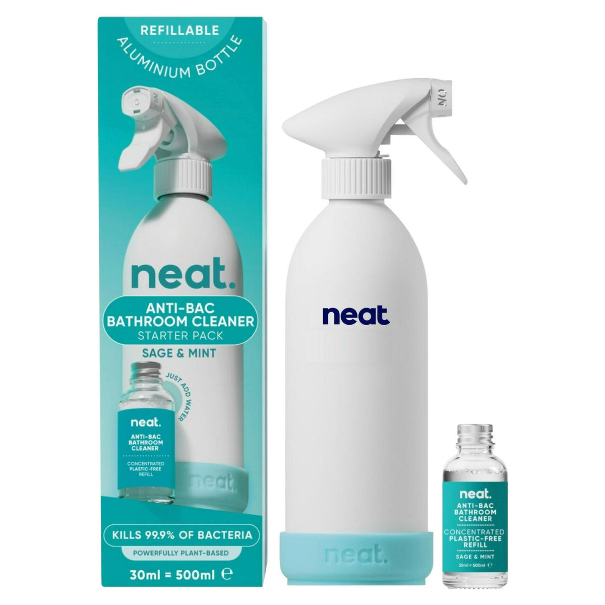 Anti-Bacterial Bathroom Cleaner Sage & Mint Refillable Starter Pack 30ml