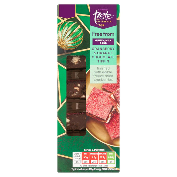 Cranberry and Orange Chocolate Tiffin with Belgian Dark Chocolate 150g