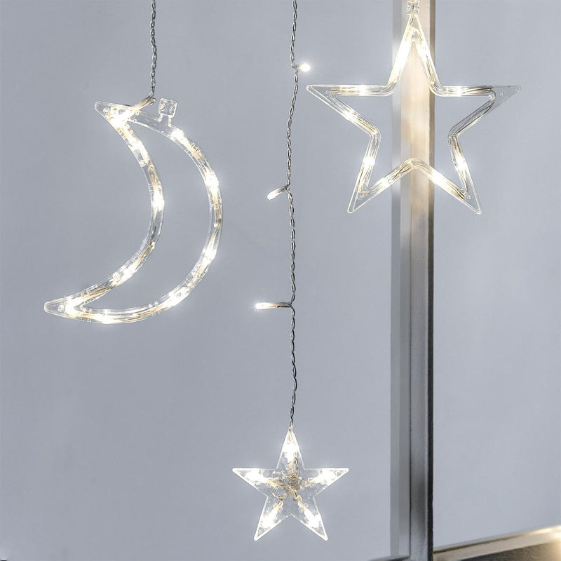 Habitat White LED Moon & Star Christmas Icicle Lights