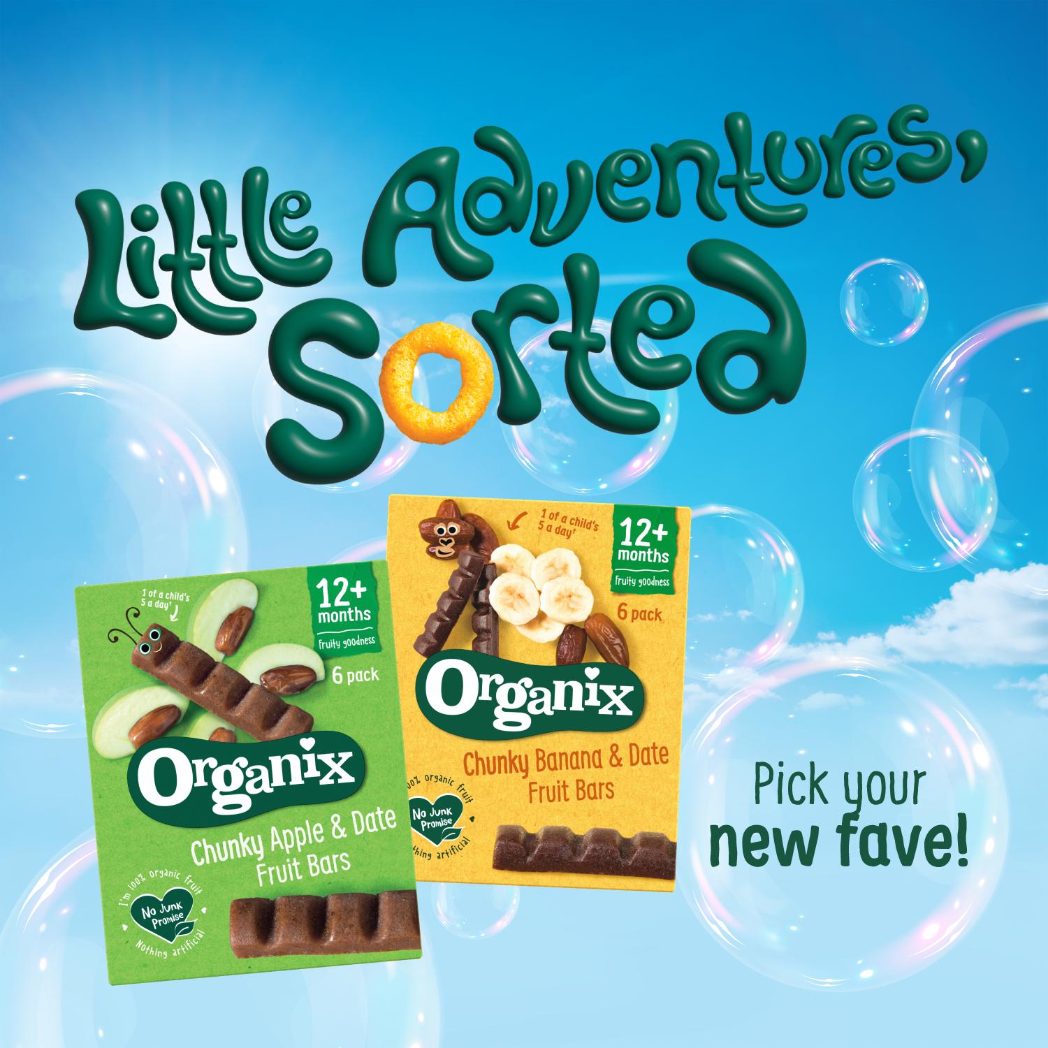 Organix apple date fruit bars multipack 6x17g, imported from the UK