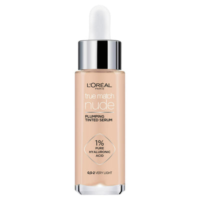 Sainsburys L'Oreal Paris True Match Nude Plumping Tinted Serum Shade 0.5-2 Very Light Hyaluronic Acid- Buy online at McGrocer