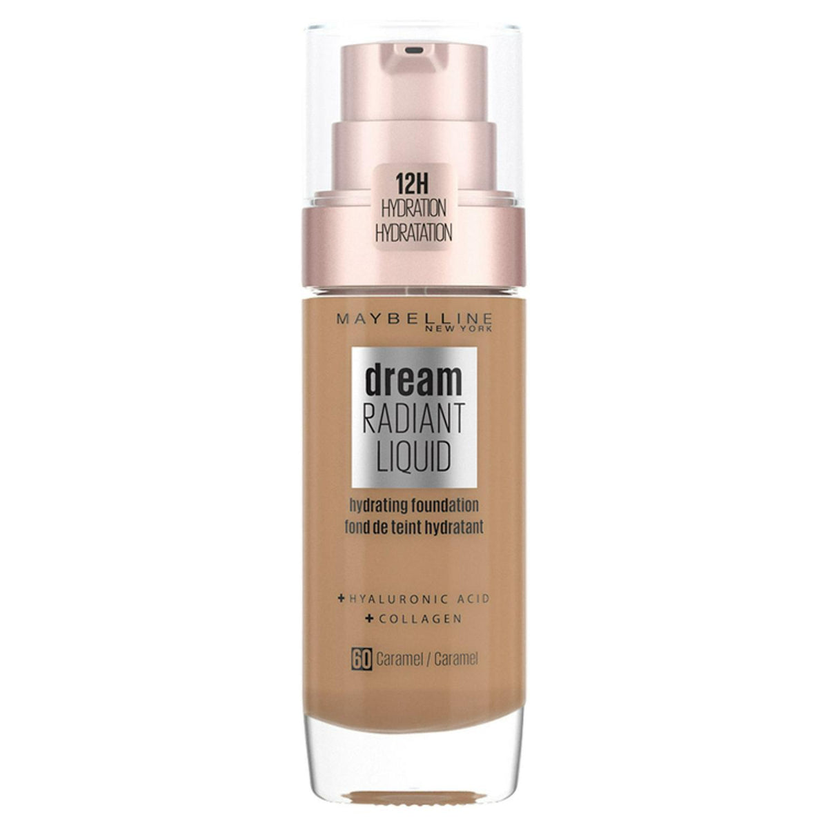 Hydrating Medium Coverage Liquid Foundation with Hyaluronic Acid and Collagen in Caramel Shade