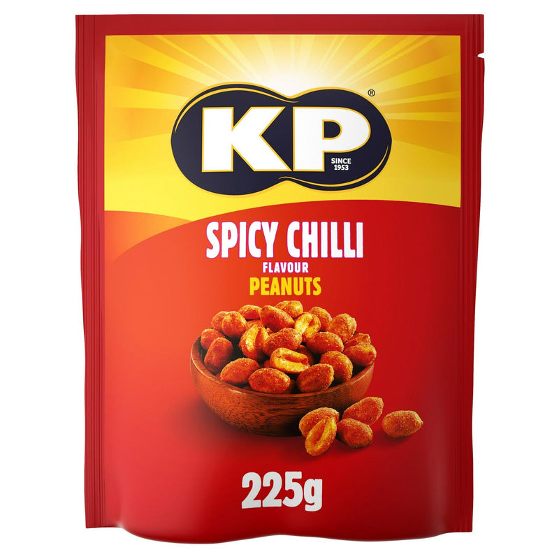 KP Crunchy Spicy Chilli Flavour Peanuts 225g, UK-versjon