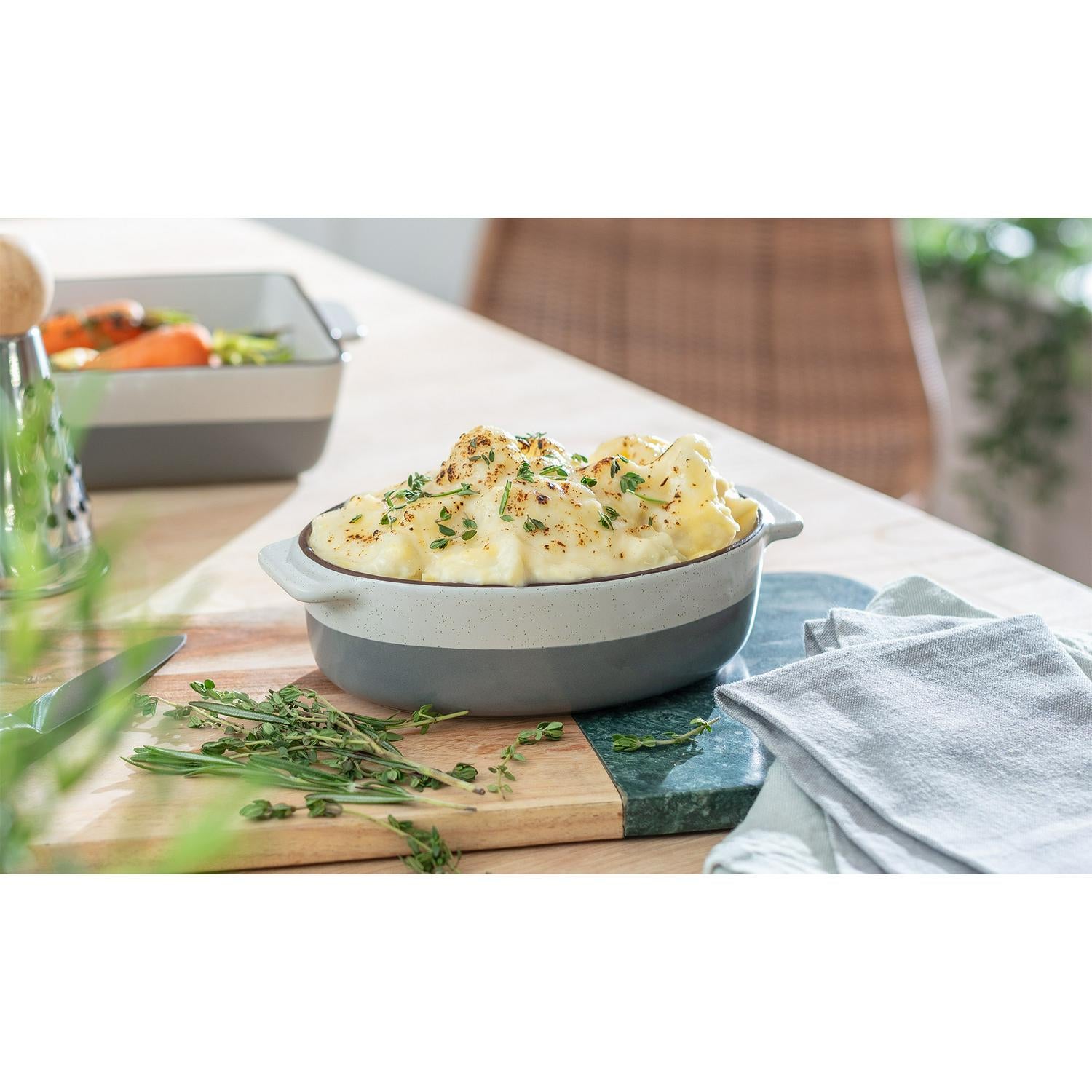 Habitat Small Ceramic Roaster Grey Speckle Finish, UK version