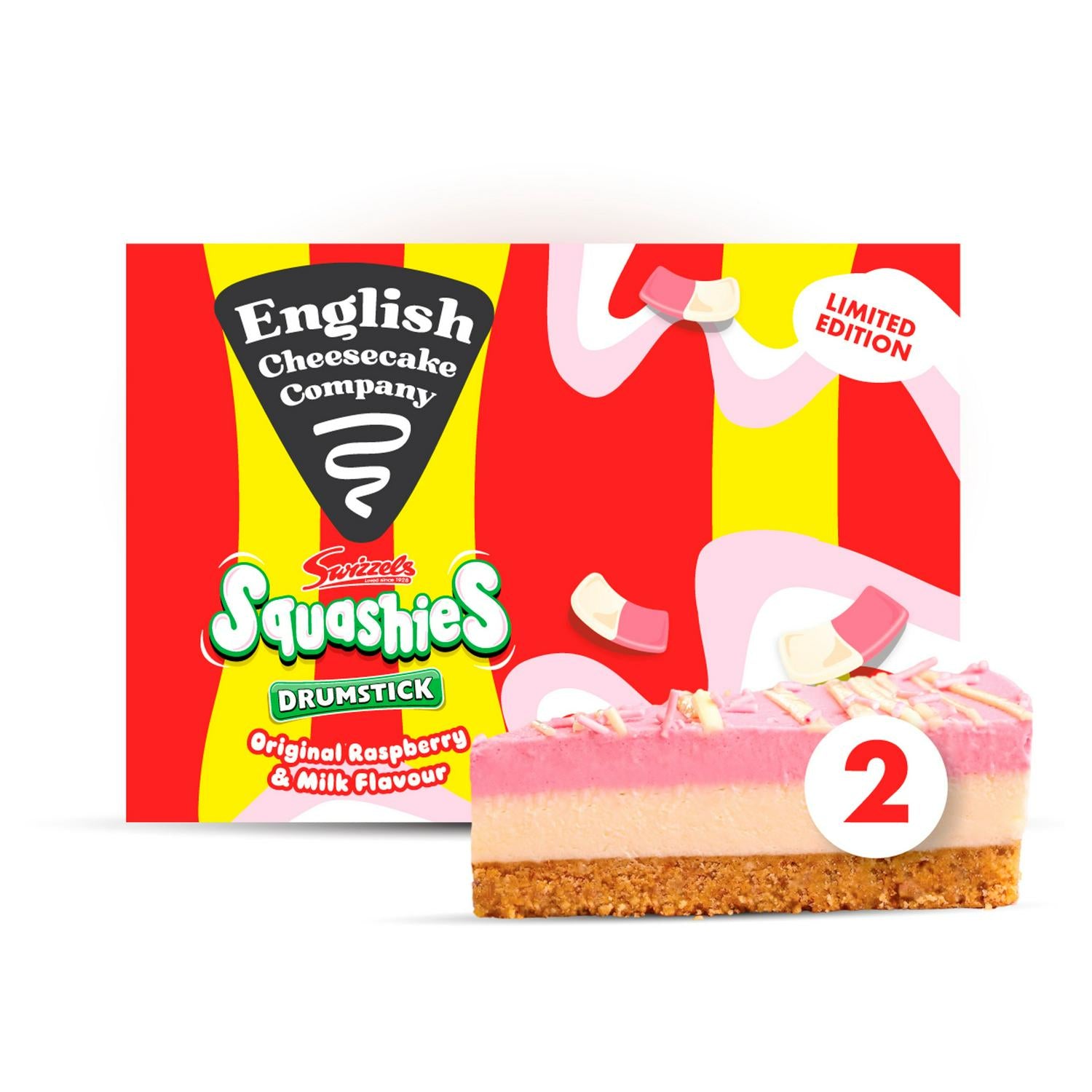 Raspberry and Milk Flavour Cheesecake with Biscuit Base and White Chocolate Drizzle 180g