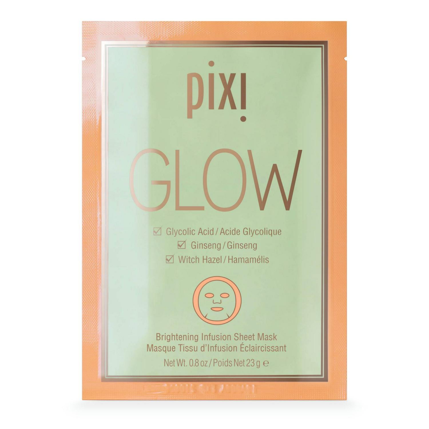 Brightening and Hydrating Face Sheet Mask Set of 3 with Glycolic Acid and Hyaluronic Acid