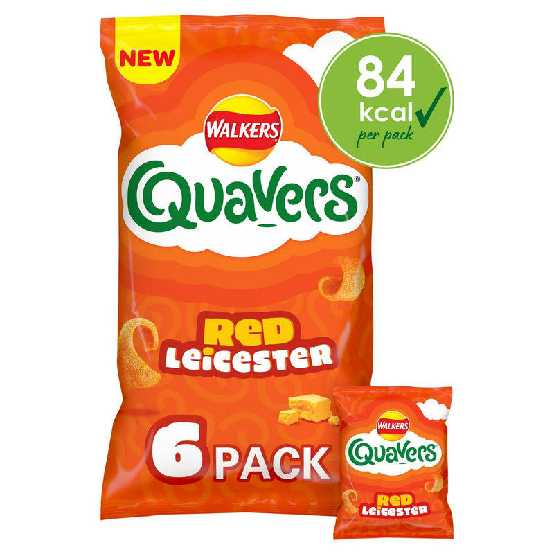 Walkers Quavers Red Leicester Cheese crisps 6 pack (British brand)