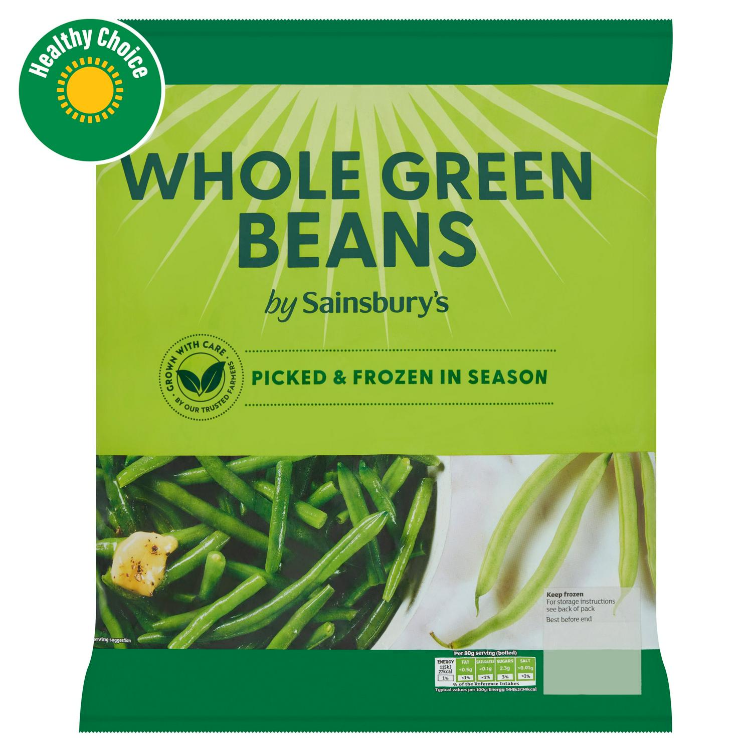 Sainsbury's Whole Green Beans 900g Frozen Veg (British brand)
