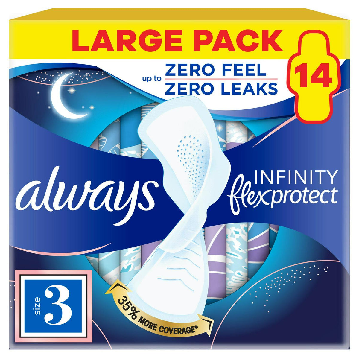 Always Flexprotect Sanitary Towels Night Size 3 with Wings Pads x14