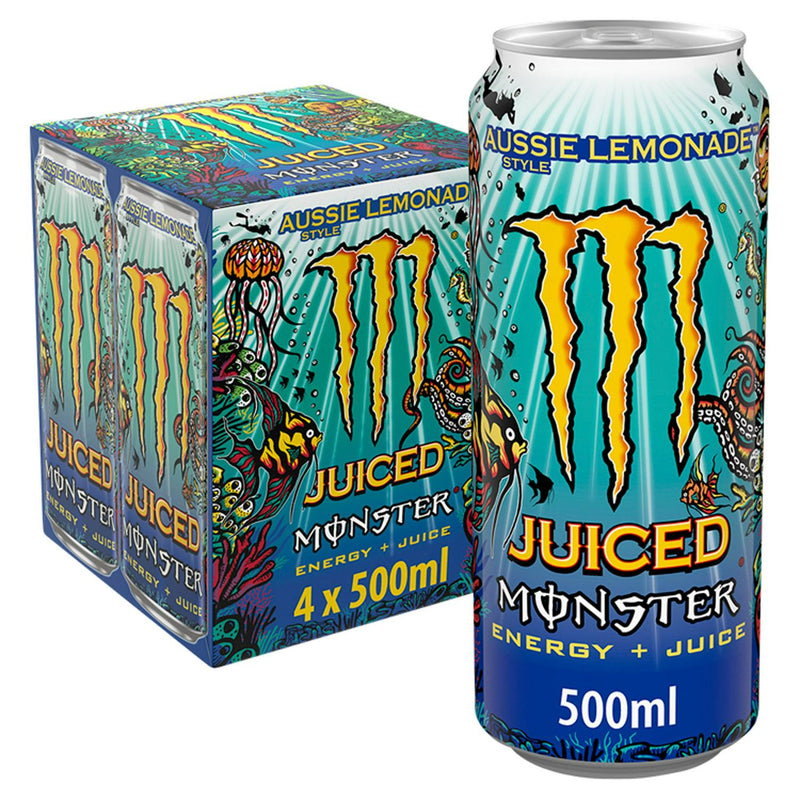 Monster Energy Drink Aussie Style Lemonade 4x500ml, imported from the UK