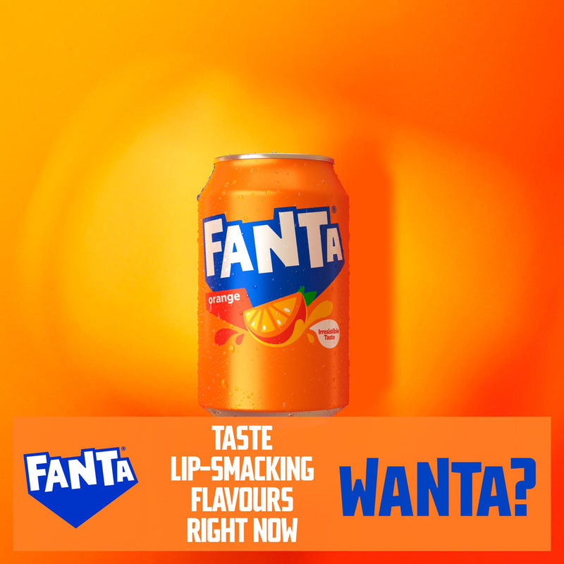 Fanta Orange Zero Sparkling Orange Soft Drink 8x330ml - British product