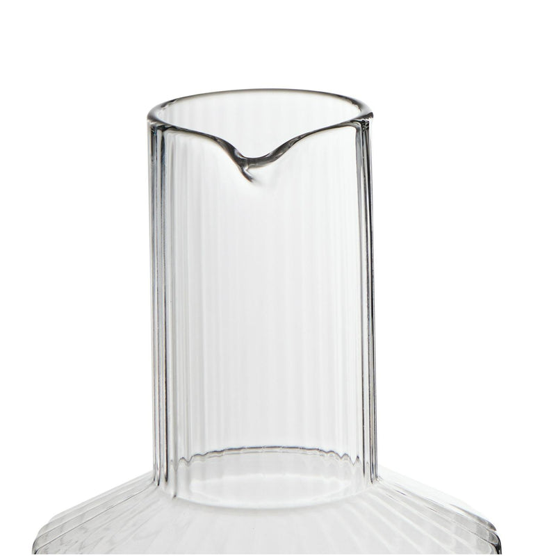 Wide Ribbed Soda Lime Glass Carafe with Spout, 1096ml