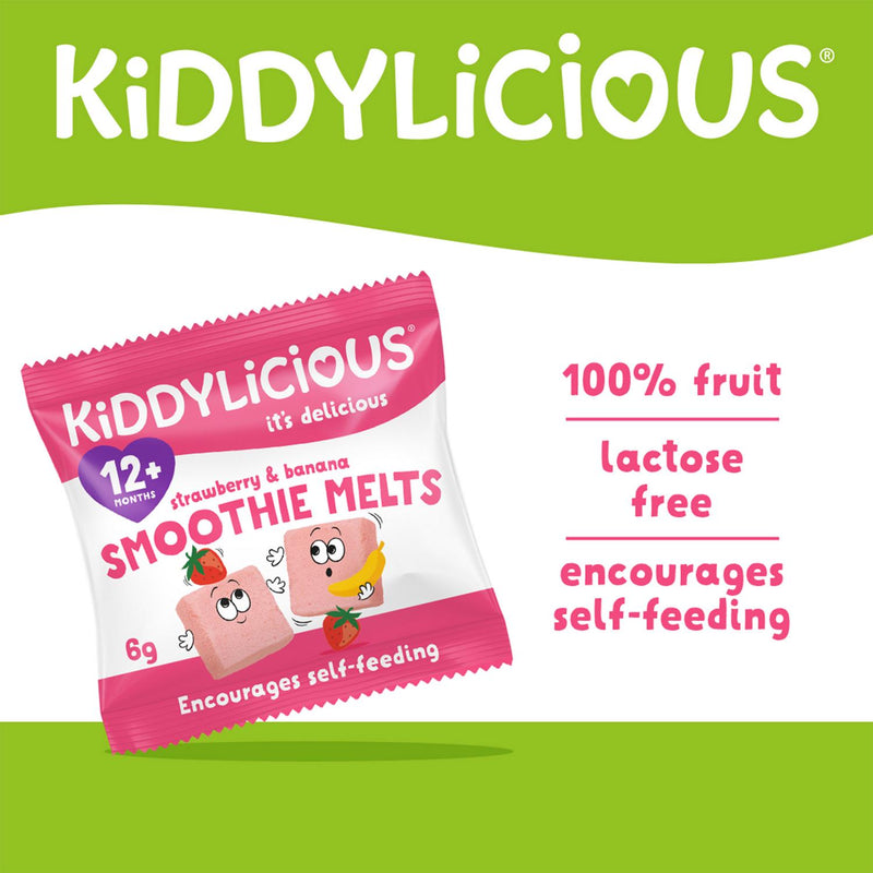 Kiddylicious Strawberry & Banana Smoothie Melts Baby Snacks 4x6g