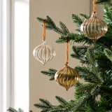 Habitat  Pack of 3 Unique Glass Christmas Baubles - Cream