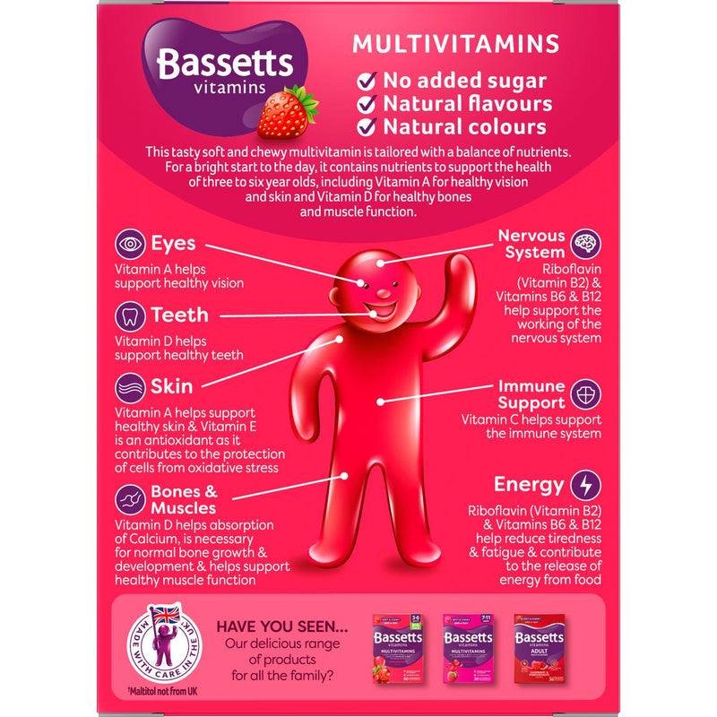Bassetts Vitamins multivitamin gummies strawberry 60 pack - British product