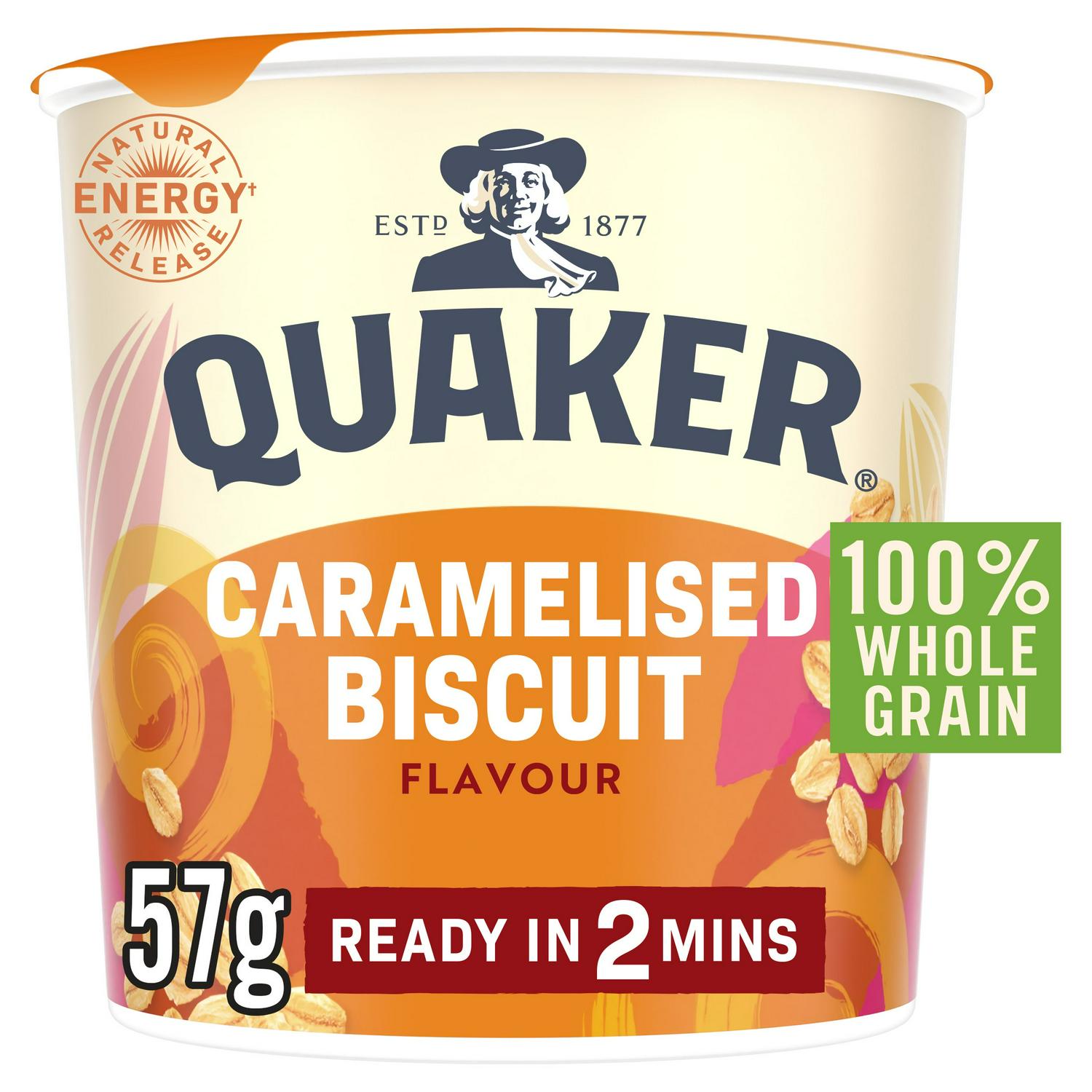 Quaker porridge pot caramelised biscuit 57g, imported from the UK