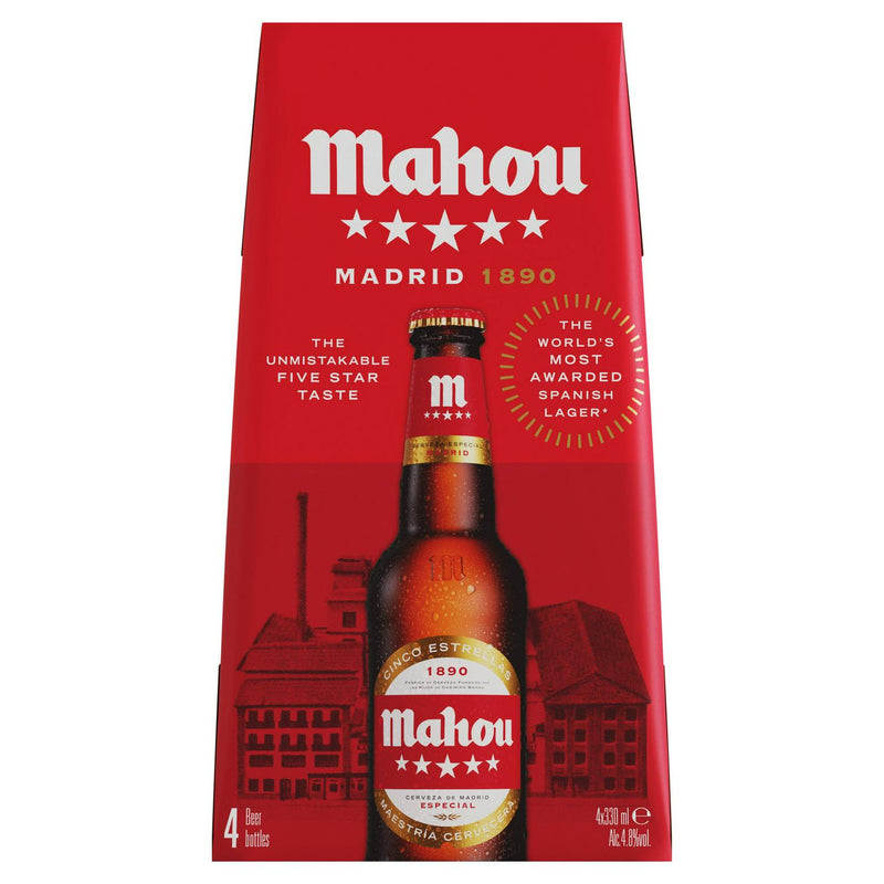 Mahou Beer lager 4 pack 330ml, imported from the UK