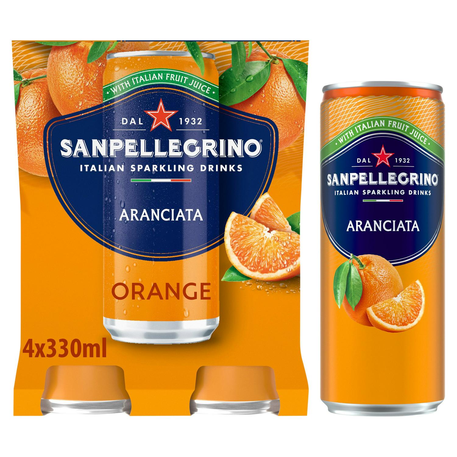 San Pellegrino Orange Sparkling Drink 4 x 330ml (British brand)