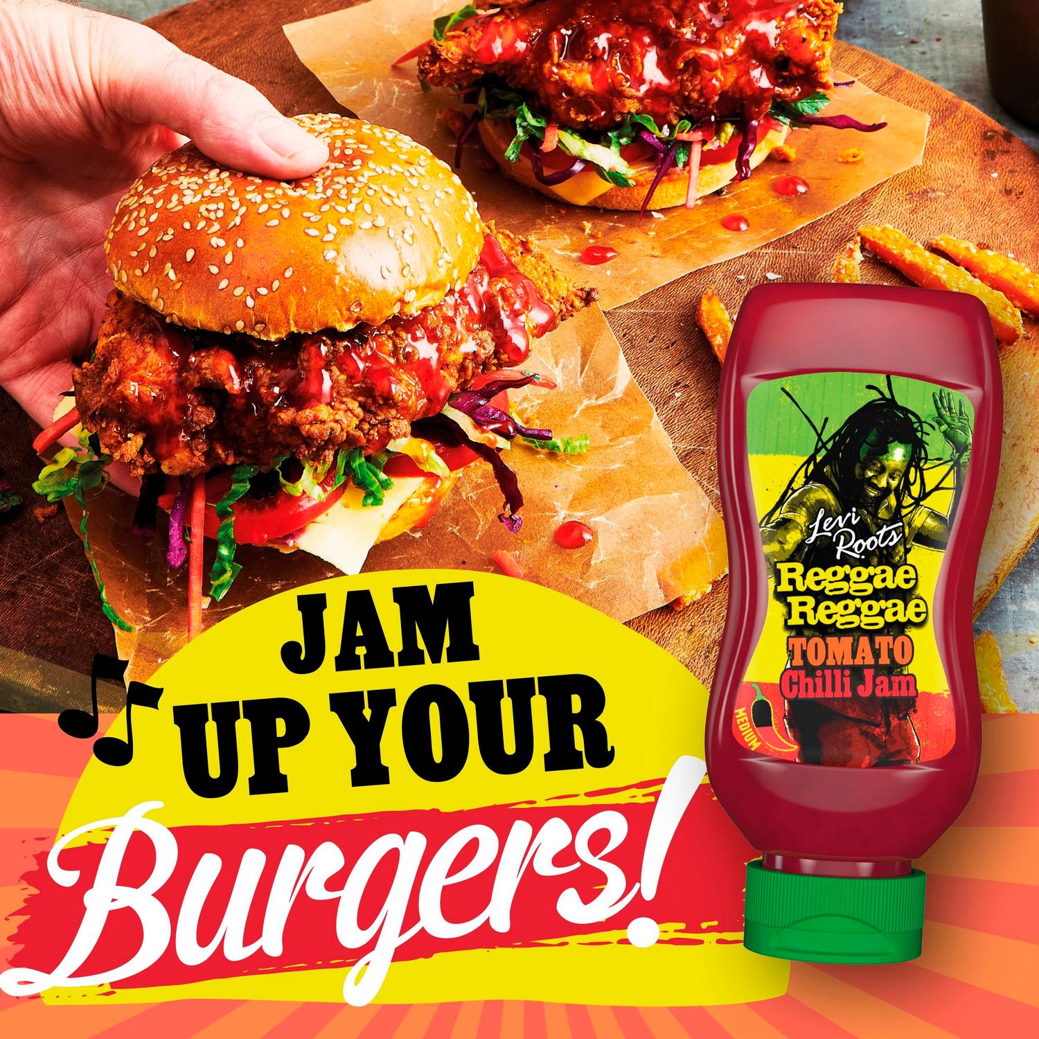 Levi Roots Reggae Reggae Tomato Chilli Jam 300g, imported from the UK