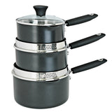 Habitat 3 piece aluminium pan set black imported from the UK
