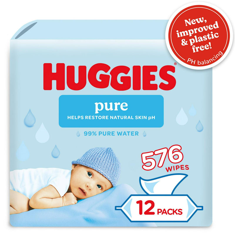Huggies Pure Baby Wipes 12 x 48, UK version