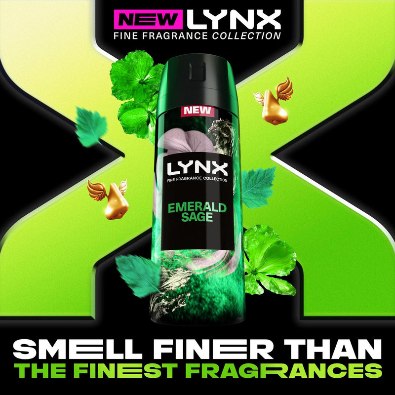 Men's Fine Fragrance Deodorant Body Spray with Emerald Sage Scent, 72-Hour Protection, 150ml