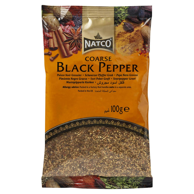 Natco Black Pepper Coarse Ground Pepper 100g, imported from the UK