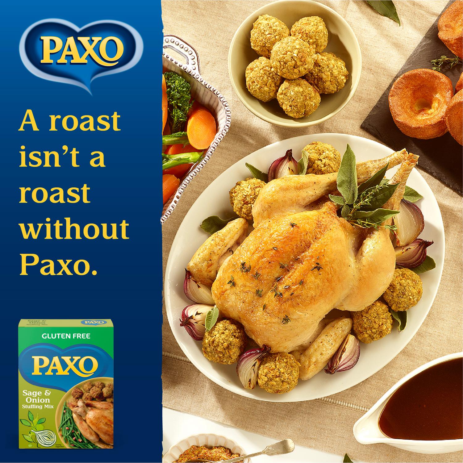 Paxo Gluten Free Sage and Onion Mix 150g, imported from the UK