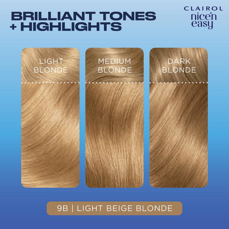 Clairol Nice'N Easy Light Beige Blonde 9B Permanent Crème Hair Dye