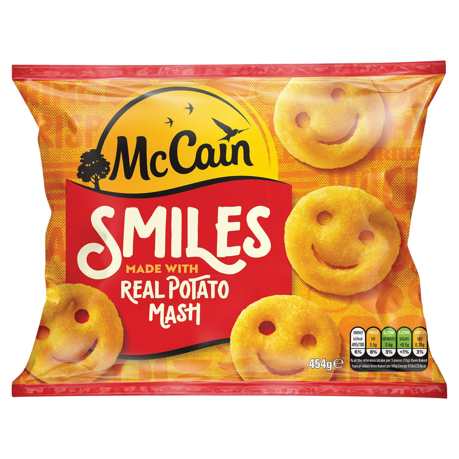 McCain Potet Smiles Frozen 454g, importert fra Storbritannia