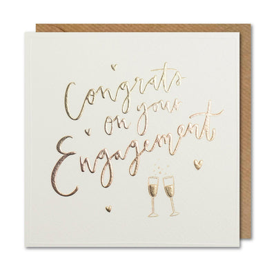 Carte de fiançailles Paperlink Or Champagne Cœurs 16x16cm