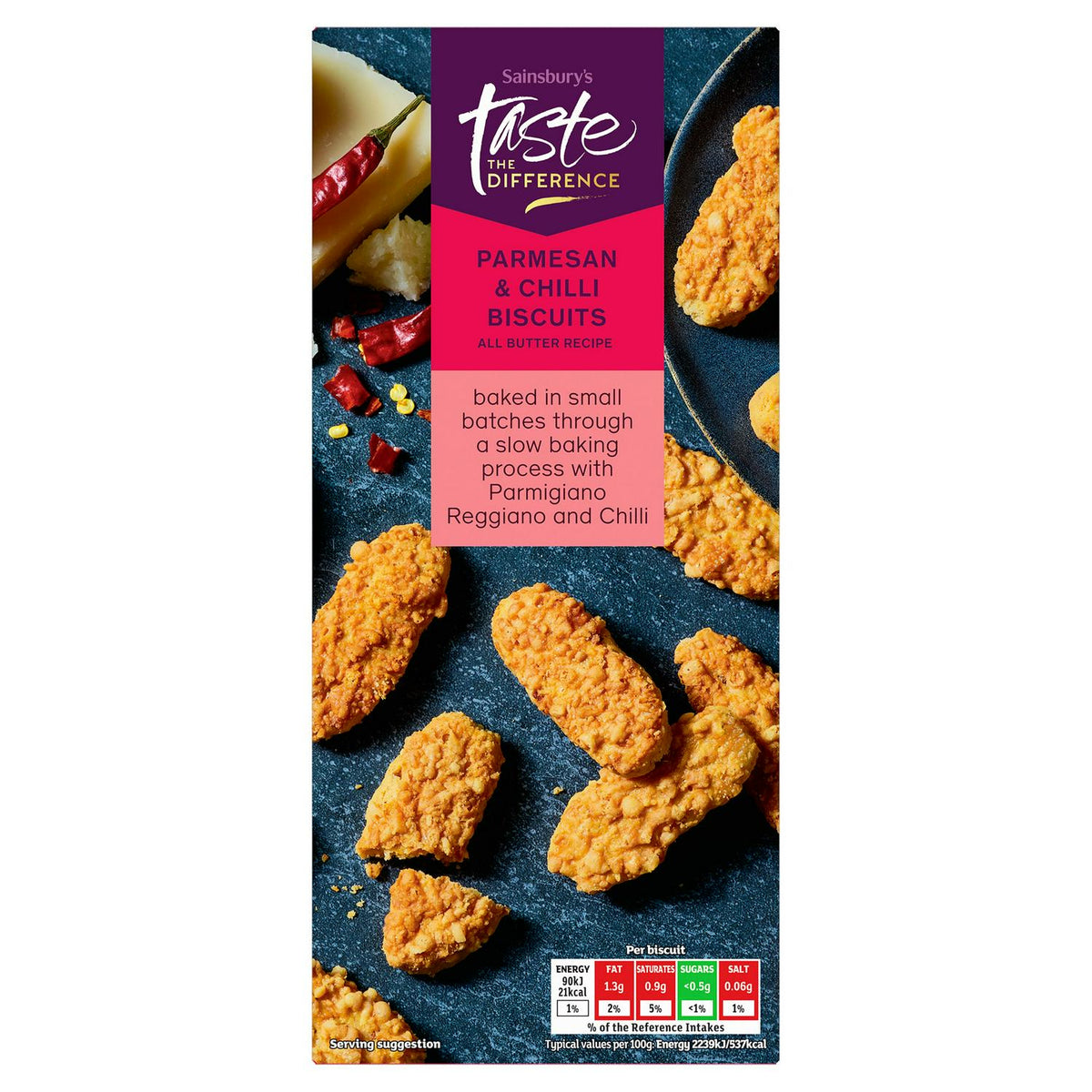Sainsbury's Parmesan and chilli savoury biscuits 100g (British brand)