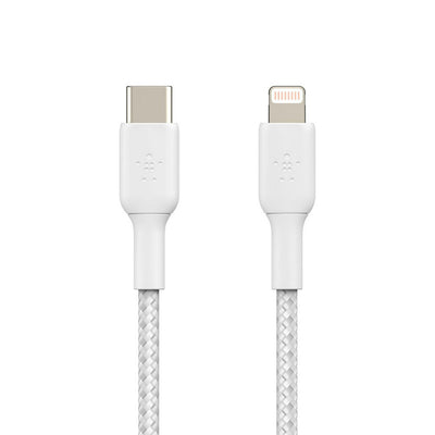 Sainsburys Belkin Flettet USB-C til Lightning-kabel Hvit 1m- Kjøp online hos McGrocer