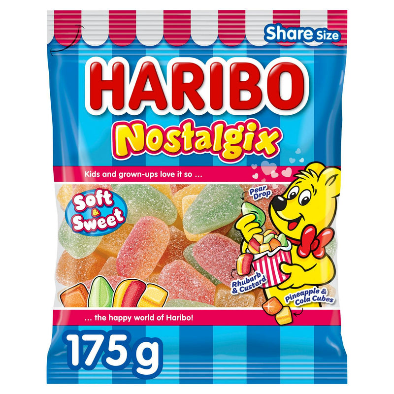 Haribo Nostalgix Sugar Coated Fruit Cola Jelly Sweets 175g, imported from the UK
