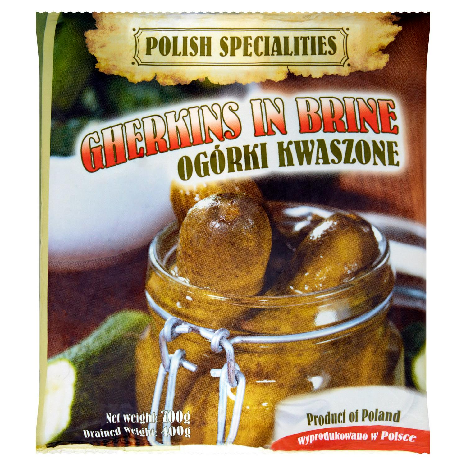 Polish Specialities gherkins in brine 700g , imported from the UK