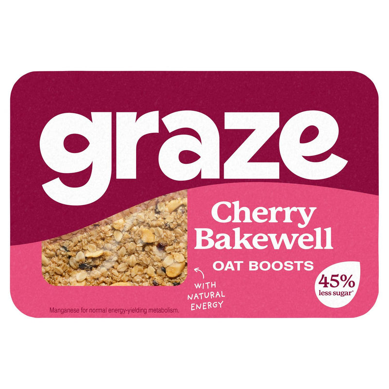 Graze Cherry Bakewell Fibre Oat Flapjack 53g, UK version