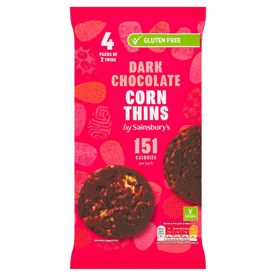 Sainsburys Dark Chocolate Corn Thins Snack Pack 4 x 22.5g- Buy online at McGrocer