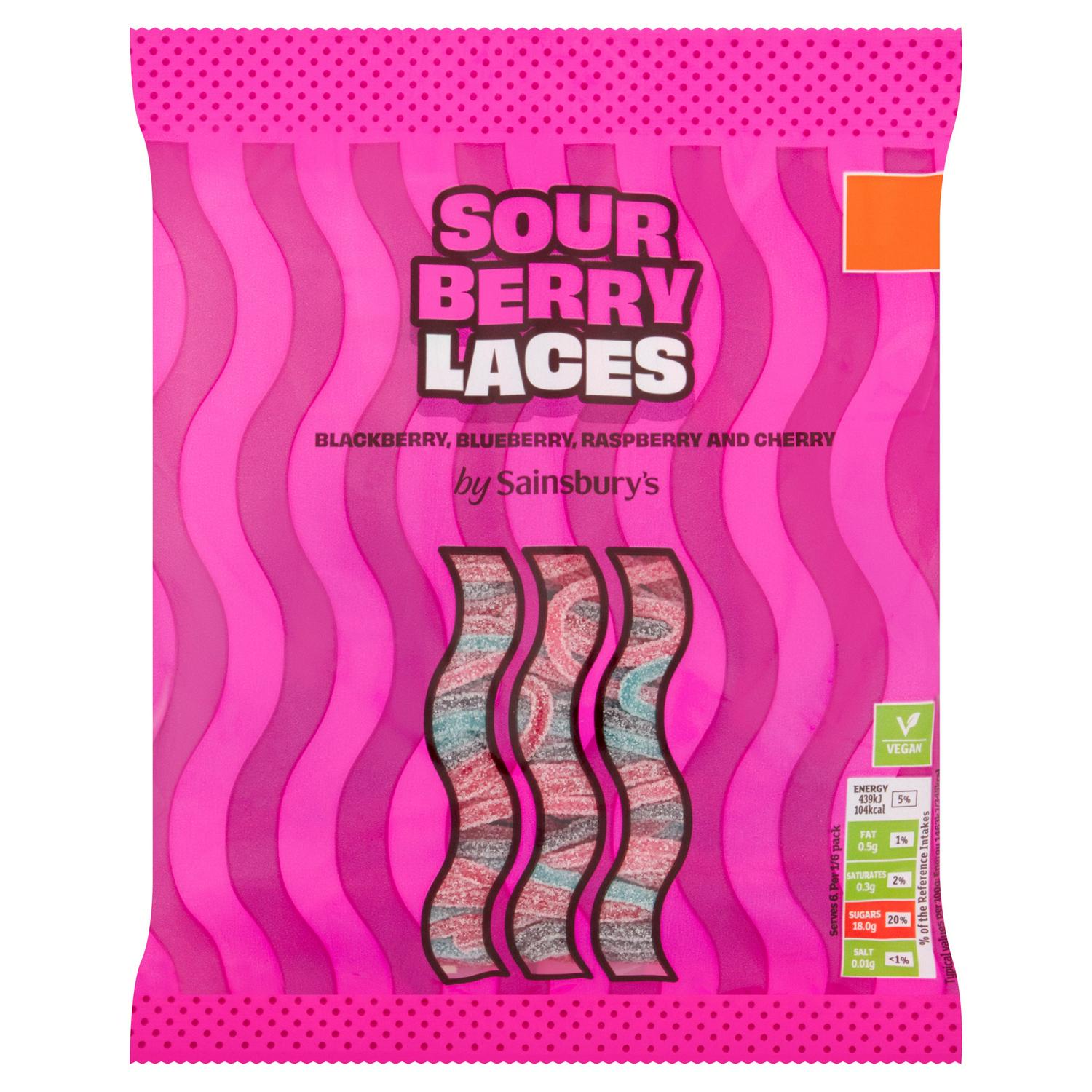sour berry laces sweets mixed flavour 180g (British brand)