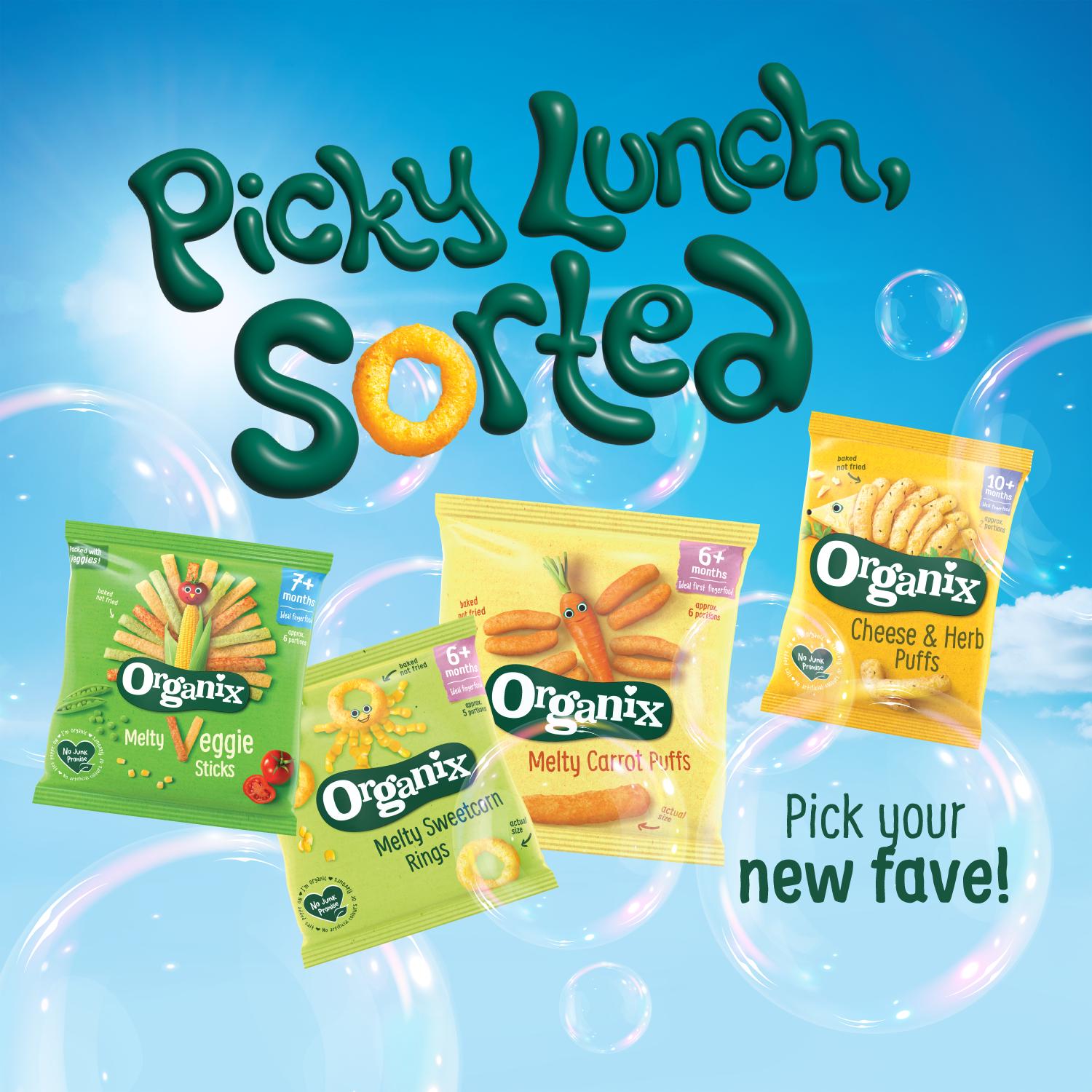 Organix baby puffs veggie sticks multipack 4x15g, UK version